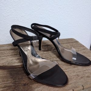 Pancaldi Clear T Strap / Black Ankle Strap Sandals